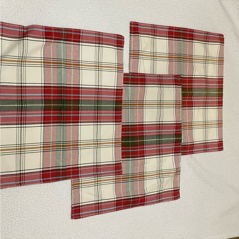 3 Pottery barn plaid pillow covers 22x22